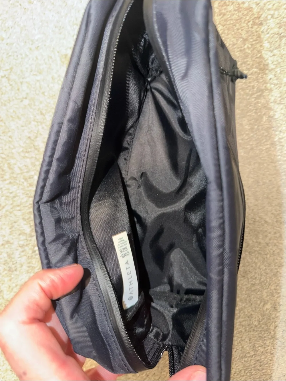 Athleta small toiletry black camo bag
